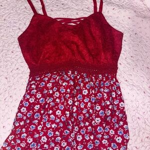 Red Floral Lace Women's Blouse